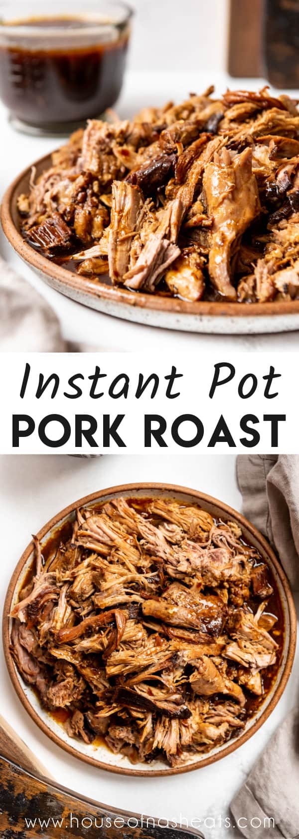 A collage of images of instant pot pork roast with text overlay.