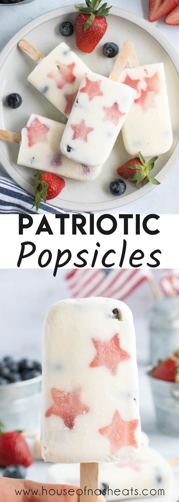 A collage of images of patriotic popsicles with text overlay.