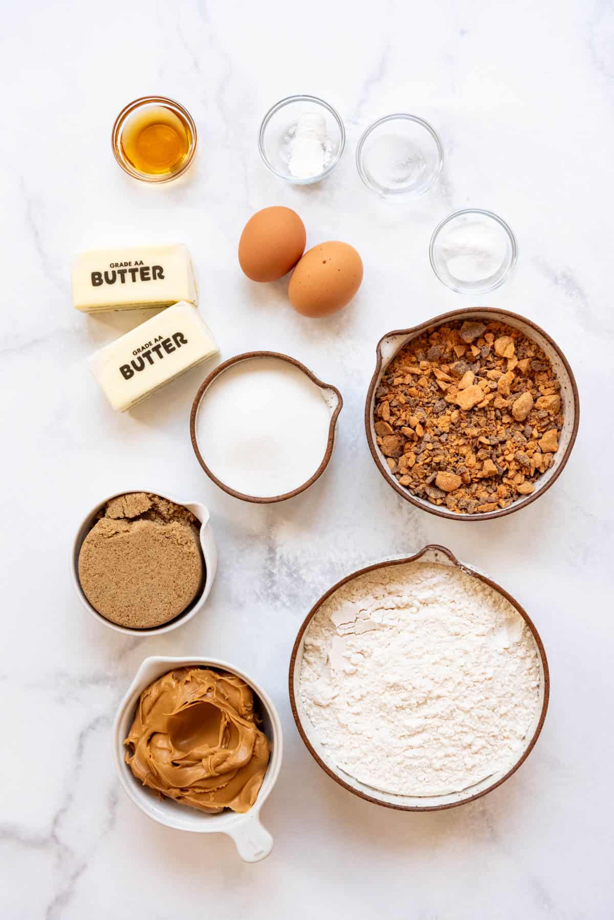 Ingredients for butterfinger cookies.