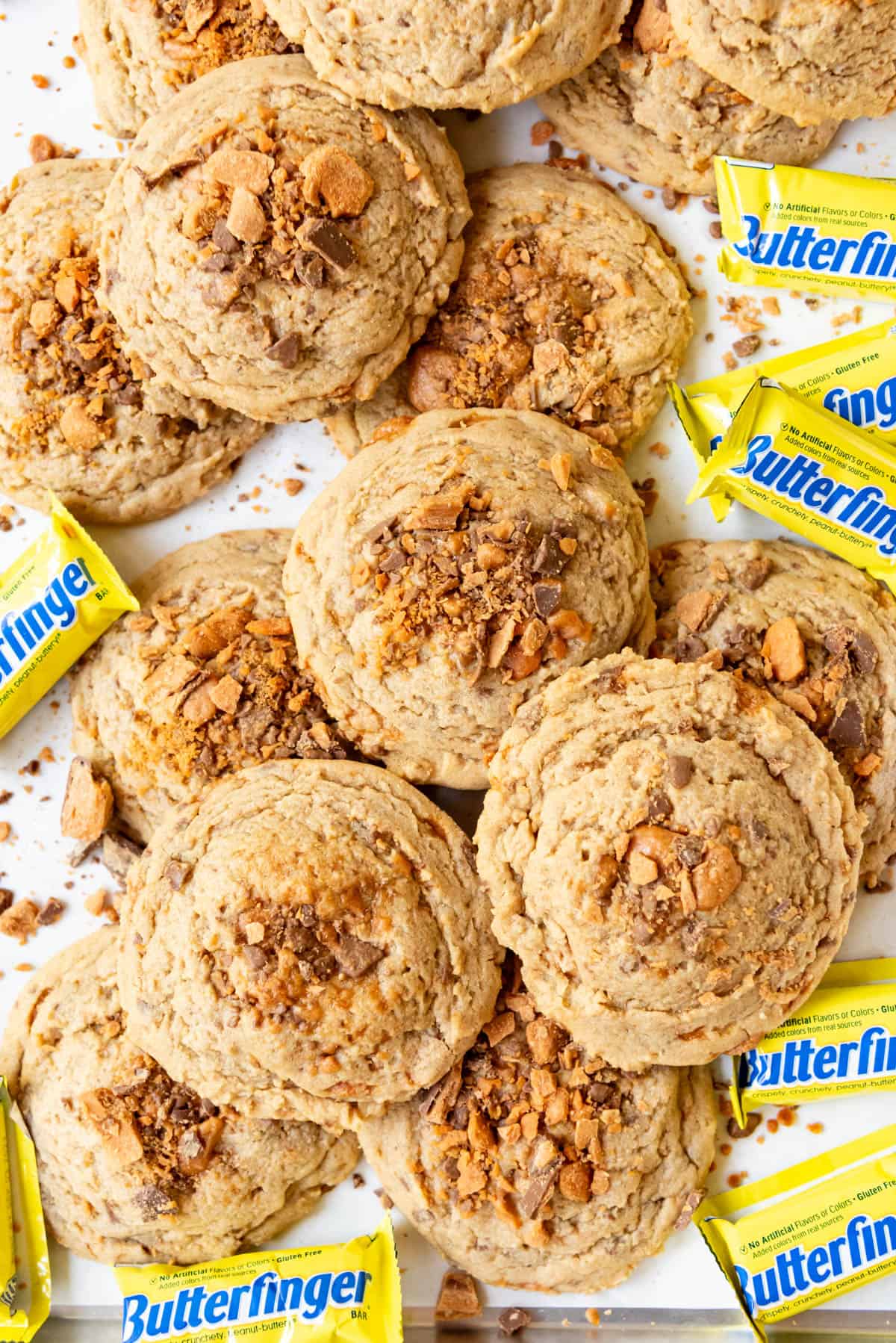 An overhead image of butterfinger cookies.