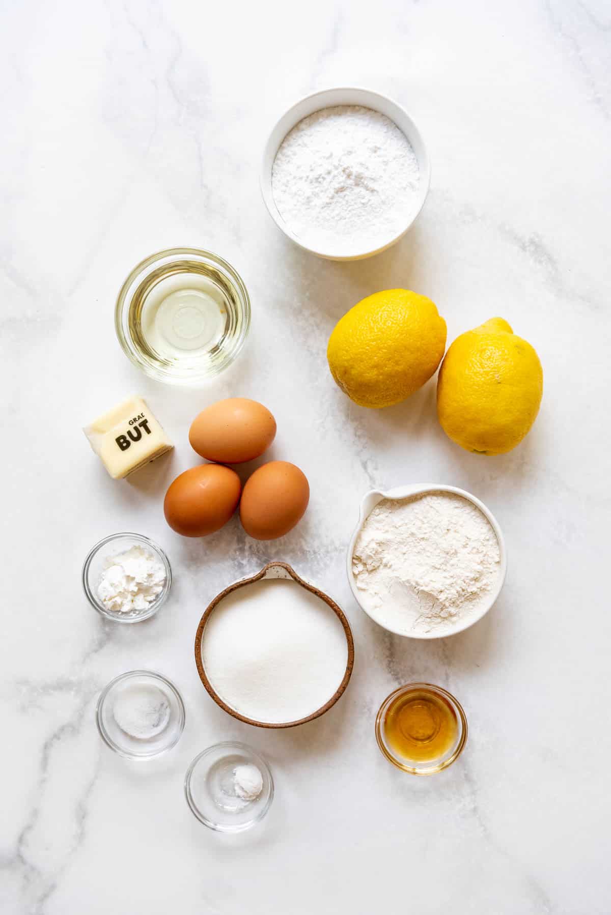 Ingredients for making lemon brownies.