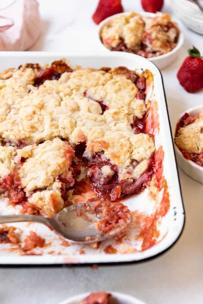 Easy Strawberry Rhubarb Cobbler Recipe - House of Nash Eats