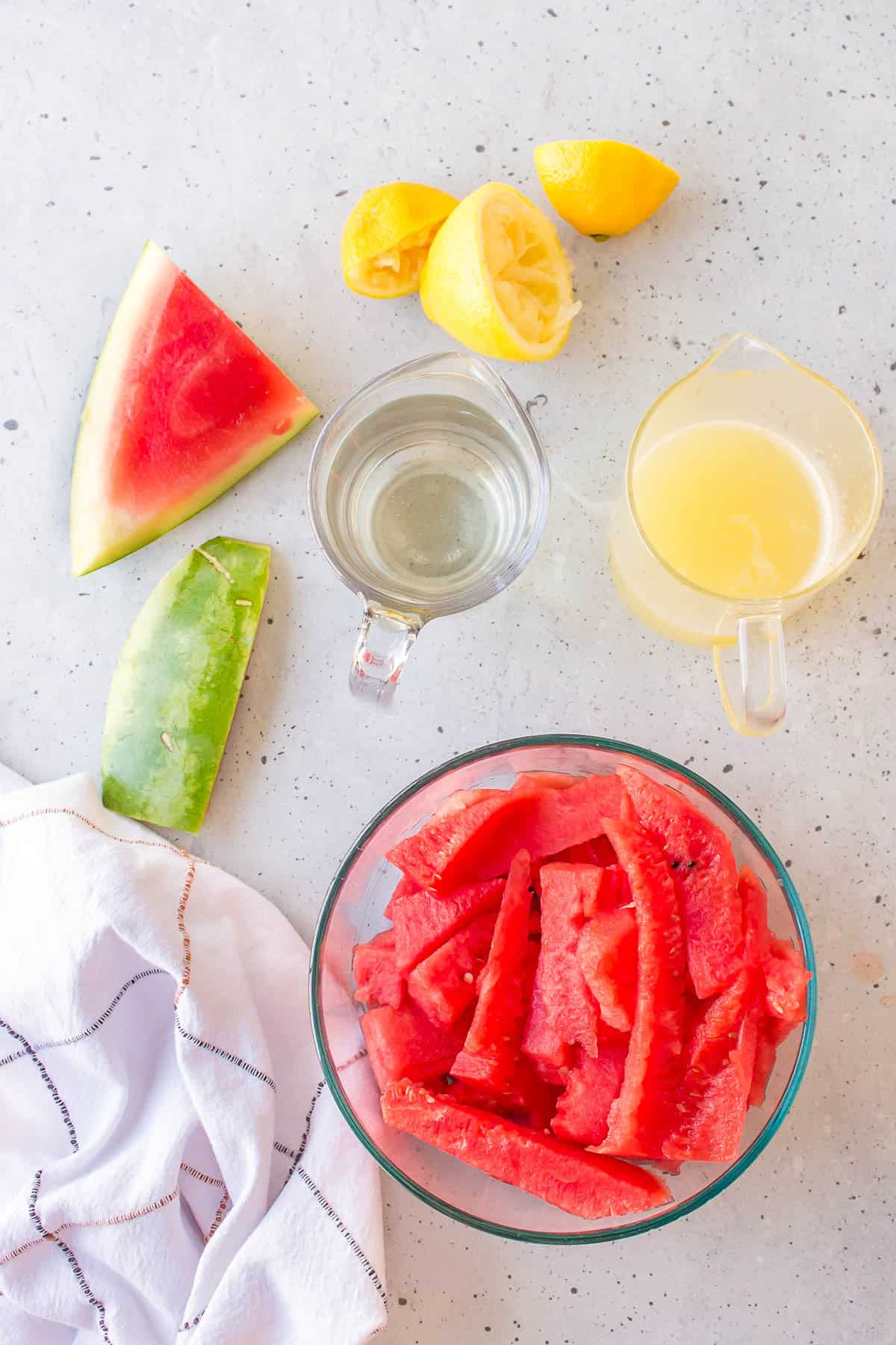 Ingredients for watermelon lemonade.