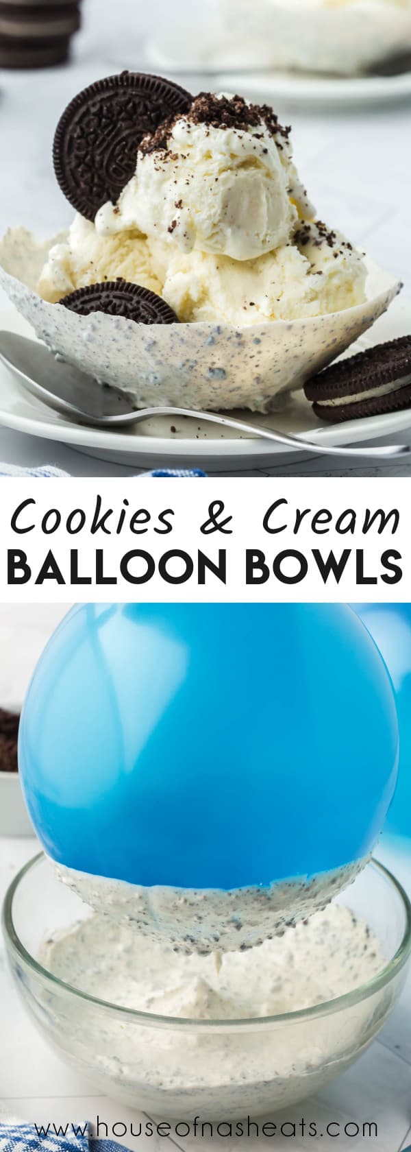 A collage of images showing Oreo balloon bowls with text overlay.