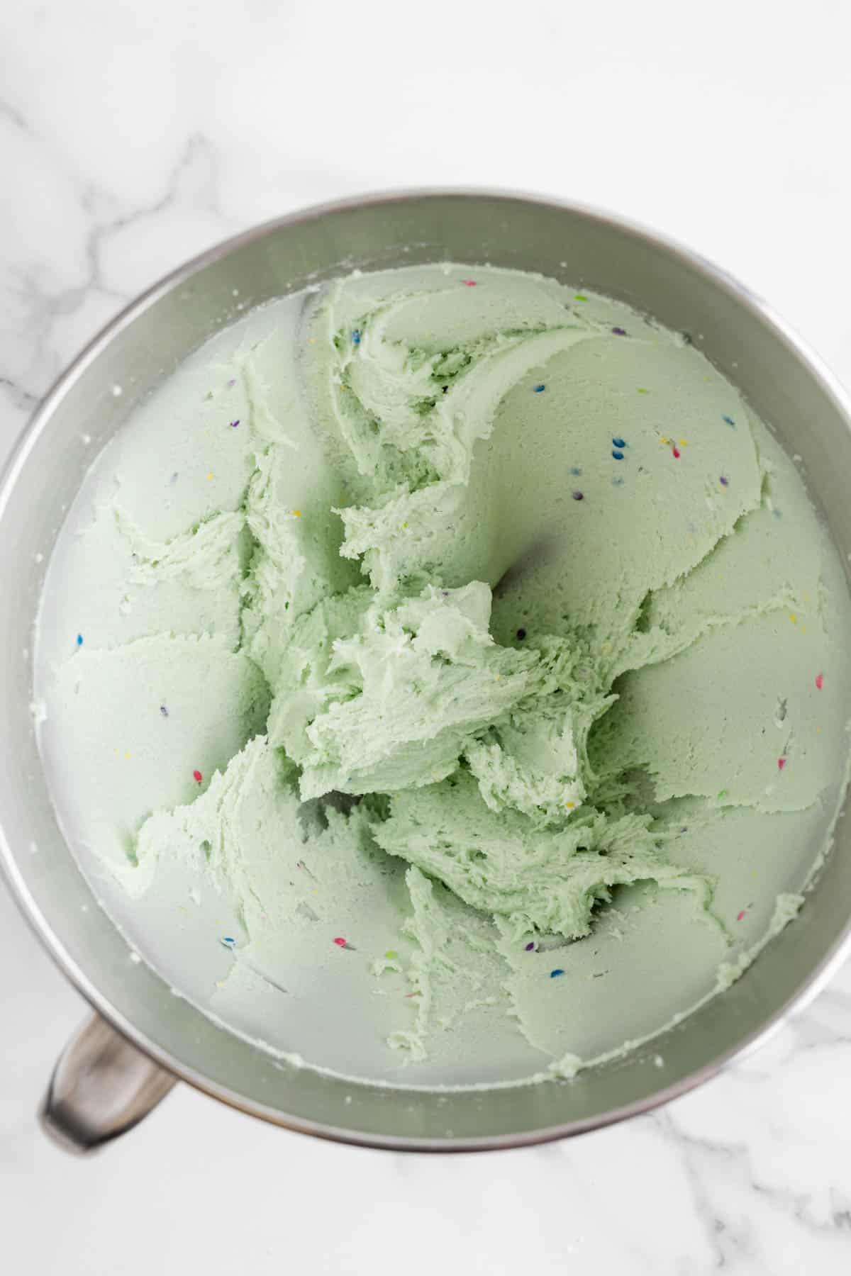 Cookie cake pop dough in a mixing bowl.