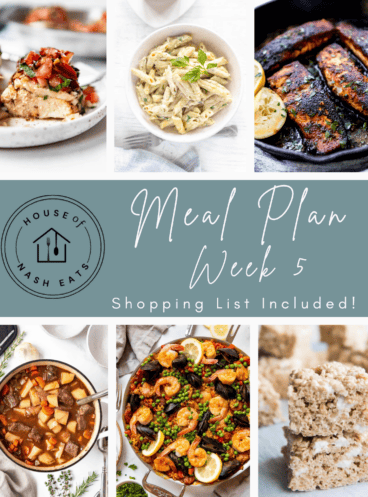 An image of a collage of recipes for a weekly meal plan post.