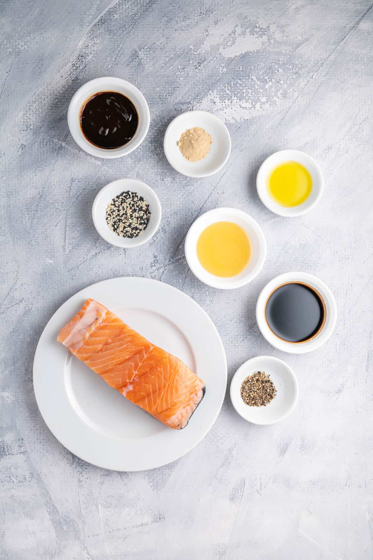 Ingredients for air fryer salmon bites.
