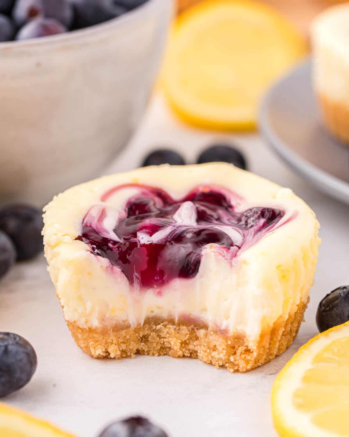 Easy Mini Lemon Blueberry Cheesecakes - House of Nash Eats