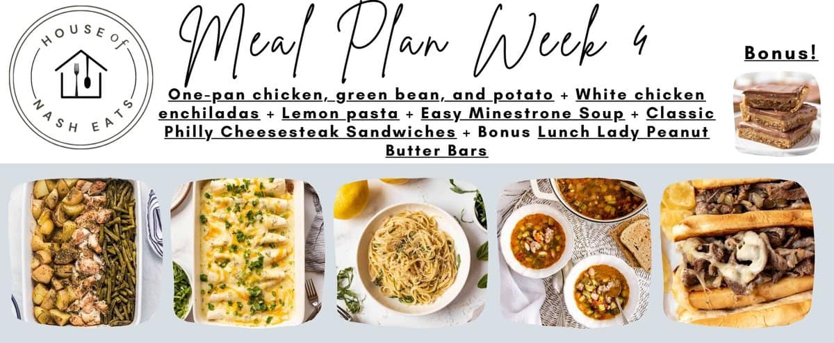 An image of a collage of recipes for weekly meal planning.
