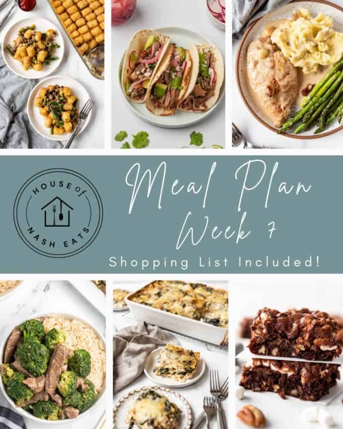 An image of a collage of photos of food for weekly meal planning.