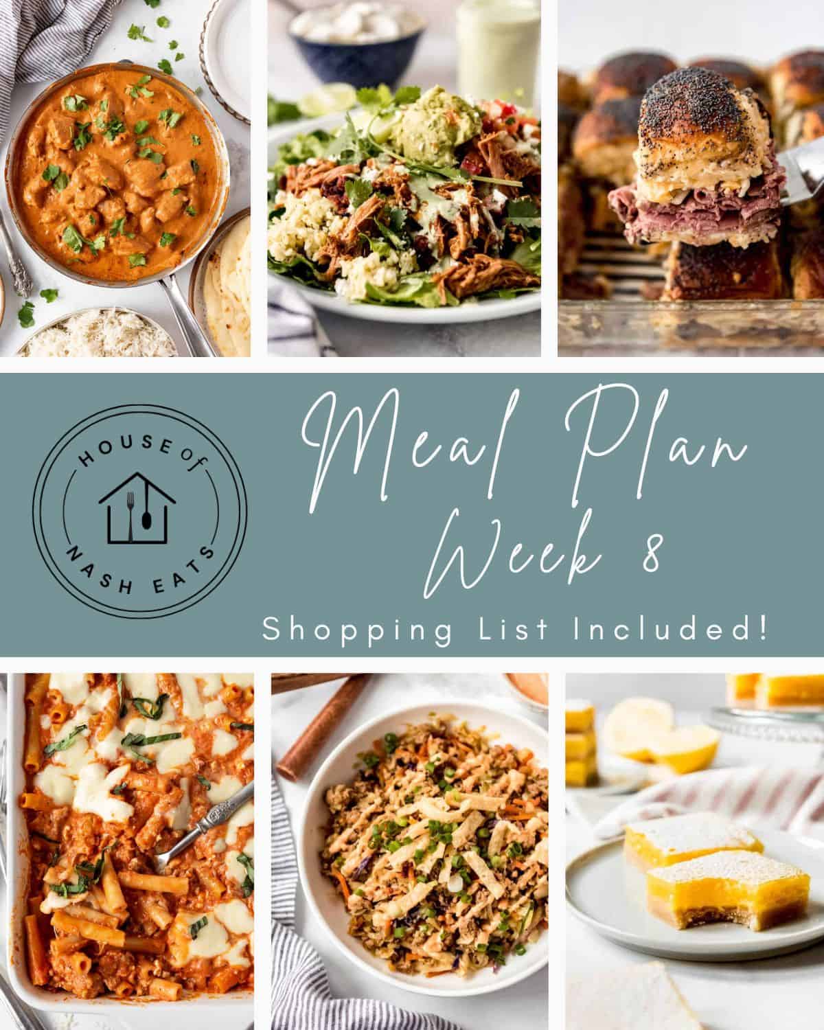 An image of a collection of images for weekly meal plan 8. 