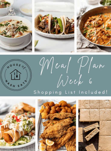 A weekly meal plan collage.
