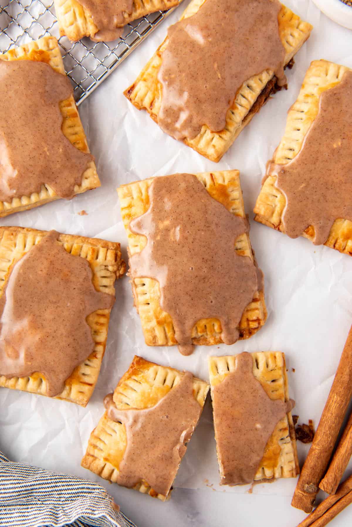 An overhead image of homemade brown sugar pop tarts.
