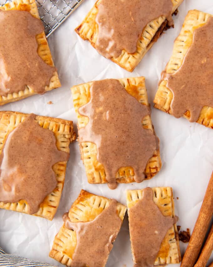 An overhead image of homemade brown sugar pop tarts.