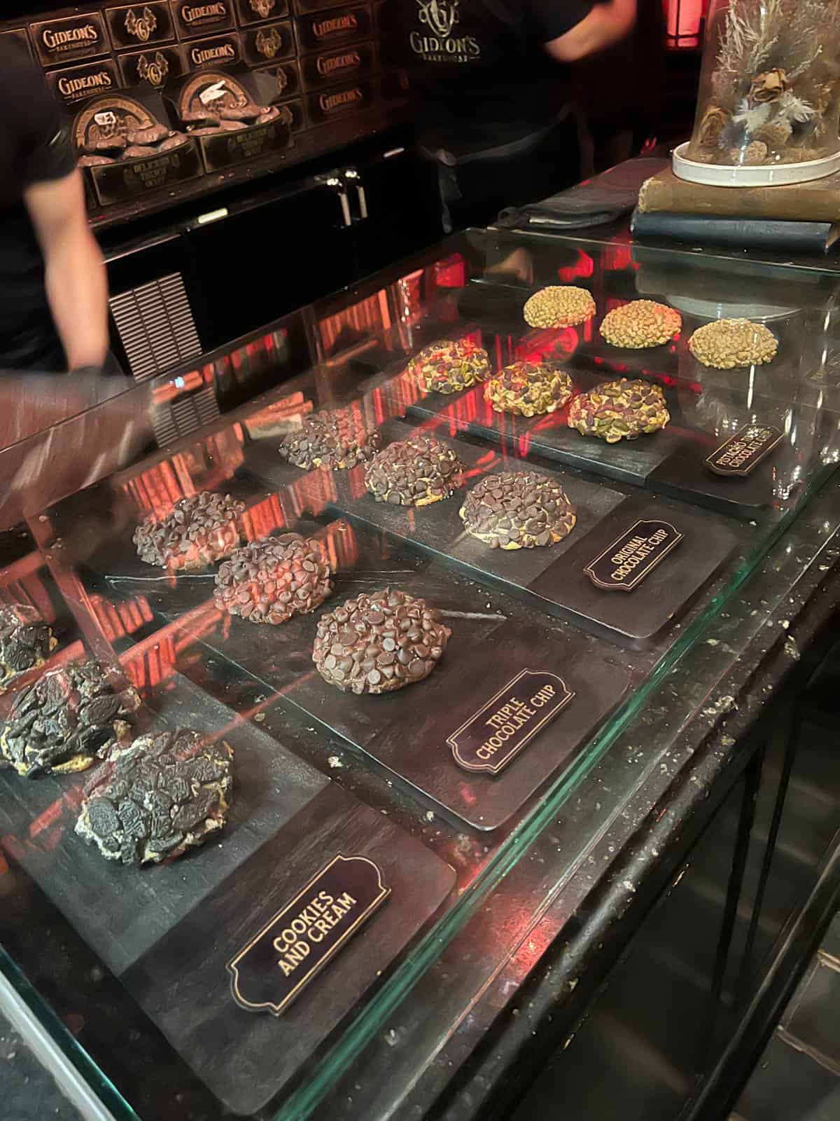 Cookies on display at Gideon's Bakeshop at Disney Springs.