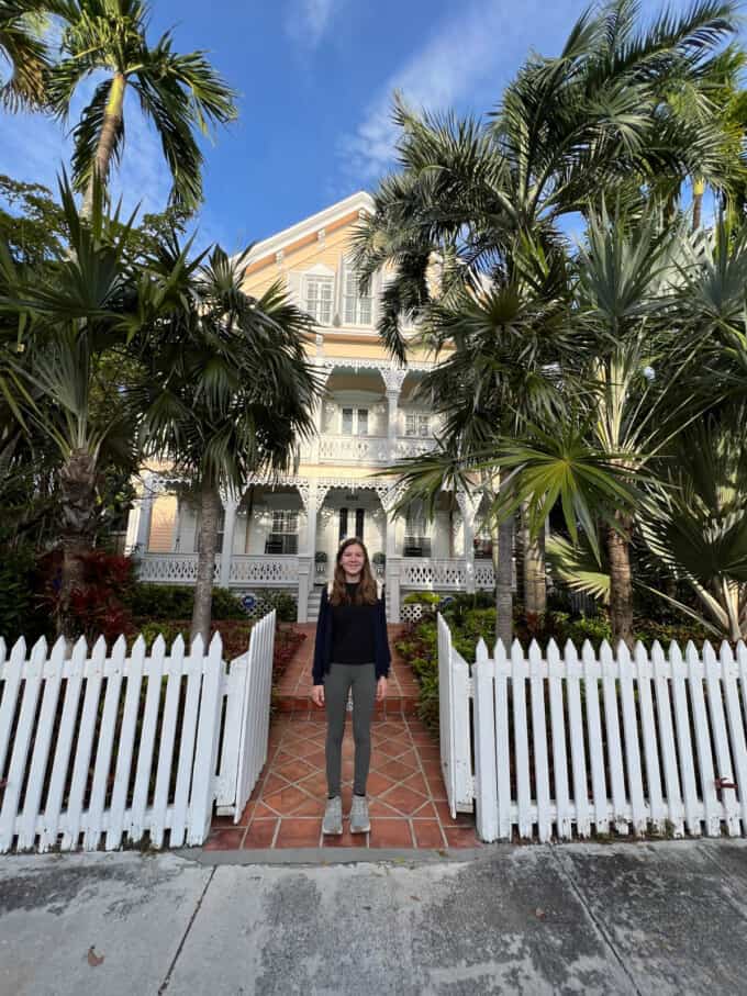A girl in front of a house in Key West, Florida.