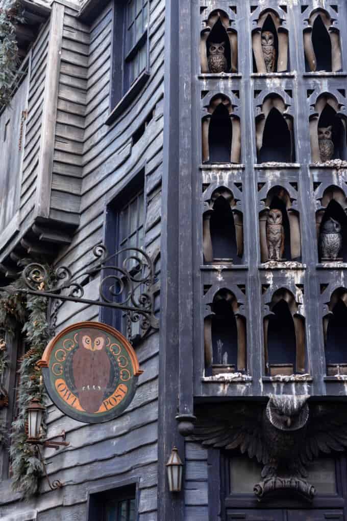 An image of the Owl Post at the Wizarding World of Harry Potter in Orlando.
