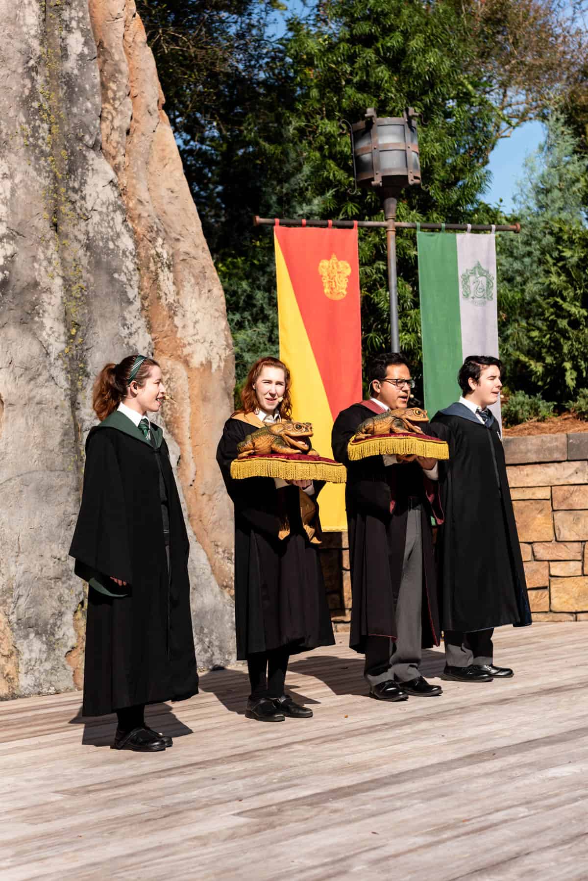 An image of the frog choir at Harry Potter World.