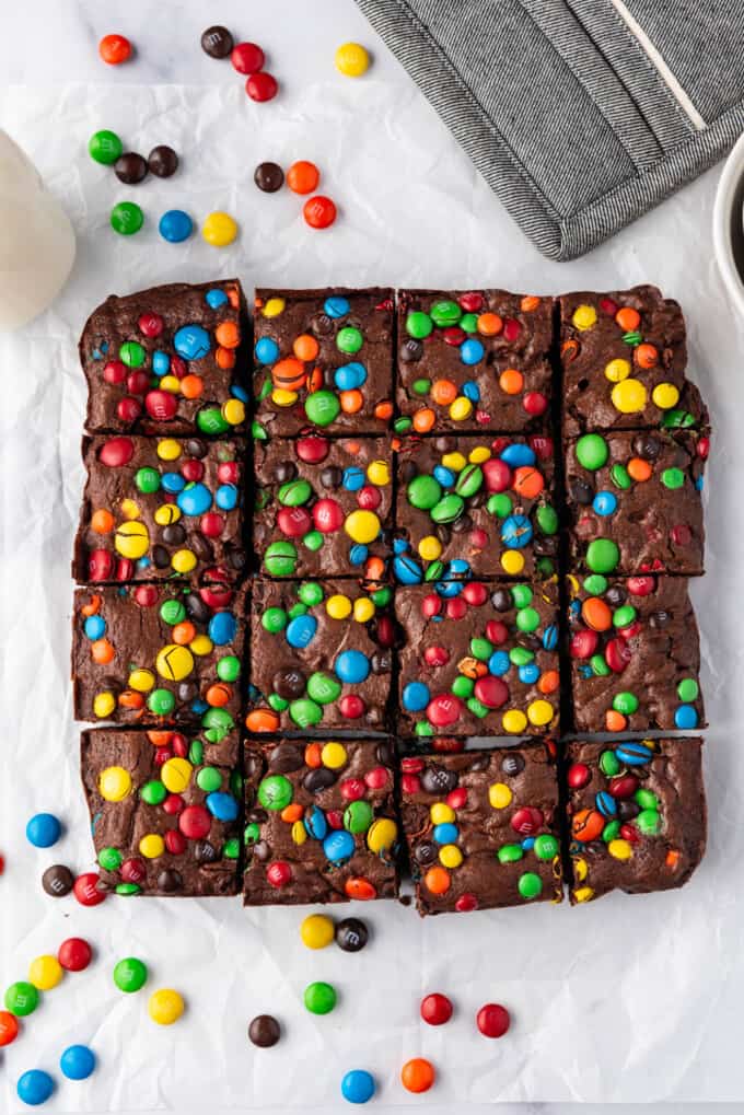 Easy M&M Brownies (From Scratch!) - House of Nash Eats