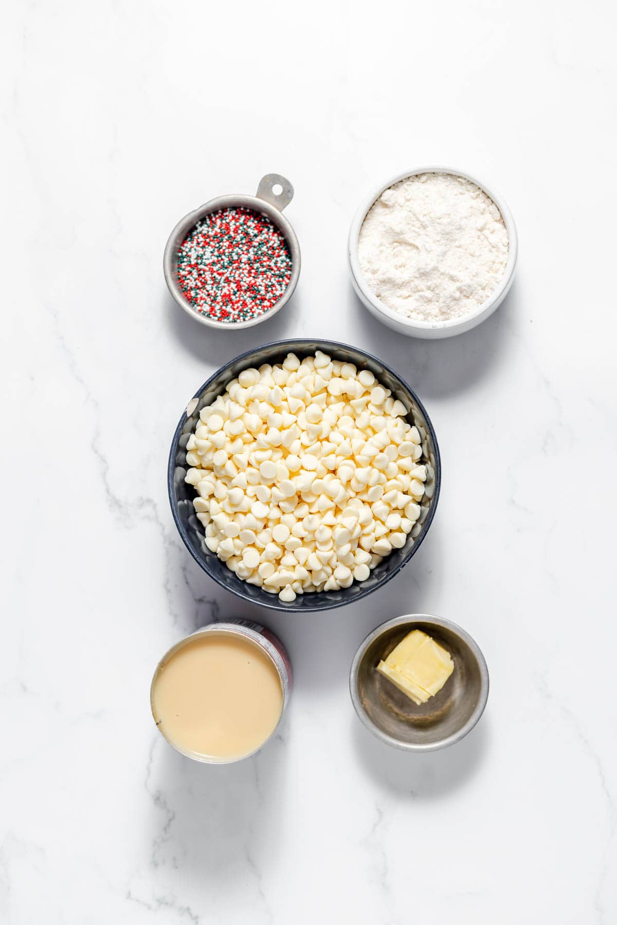 Ingredients for sugar cookie fudge.