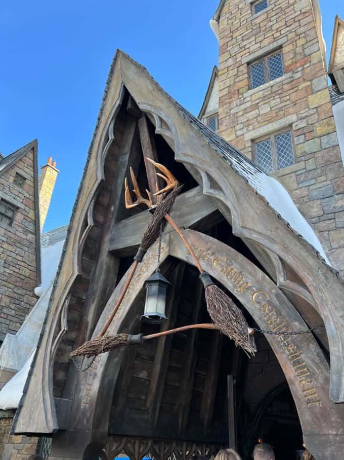 An image of the Three Broomsticks Restaurant in Hogsmeade at the Wizarding World of Harry Potter.