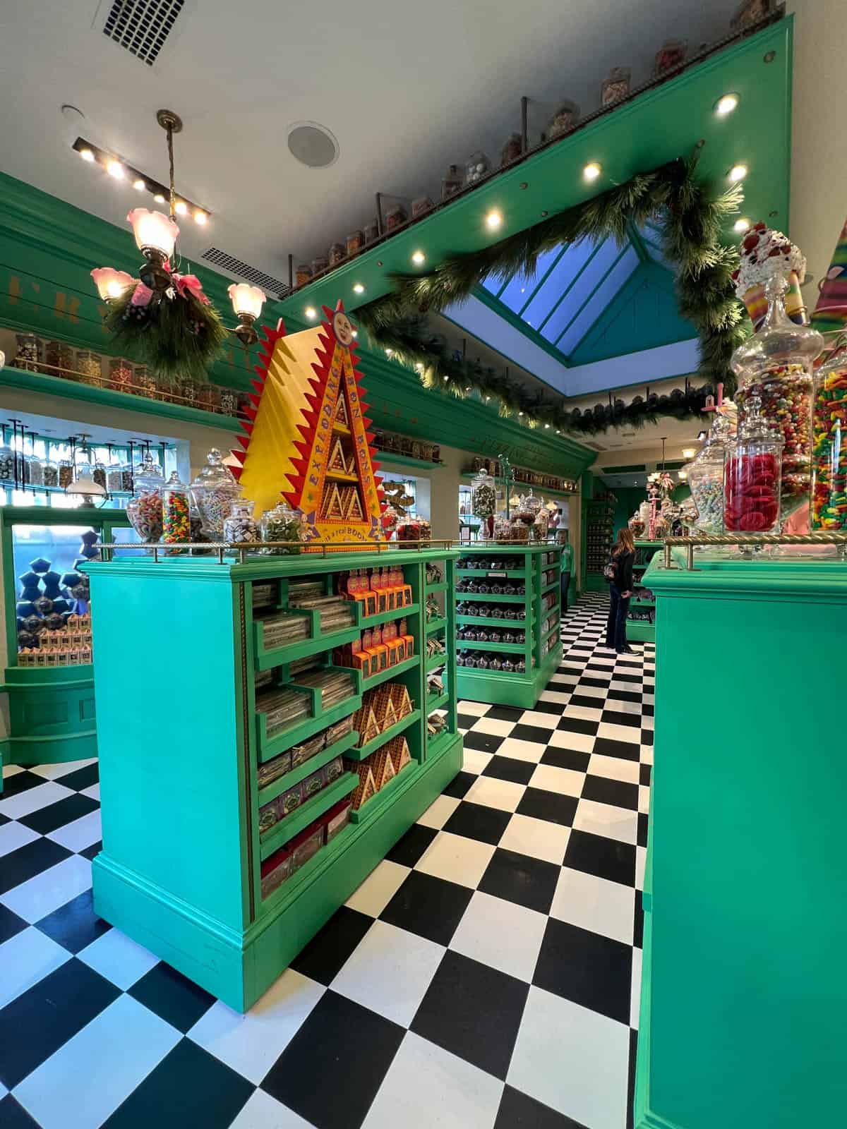 An image of the inside of Honeyduke's candy shop in Hogsmeade in the Wizarding World of Harry Potter at the Islands of Adventure Universal in Orlando.