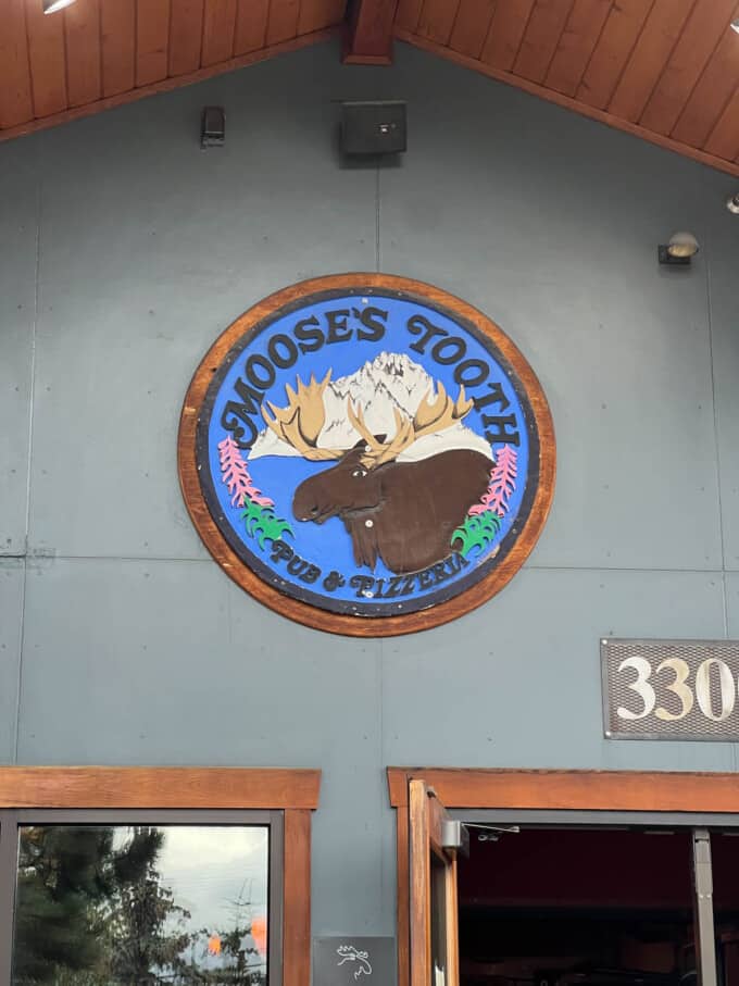 The Moose's Tooth restaurant sign.
