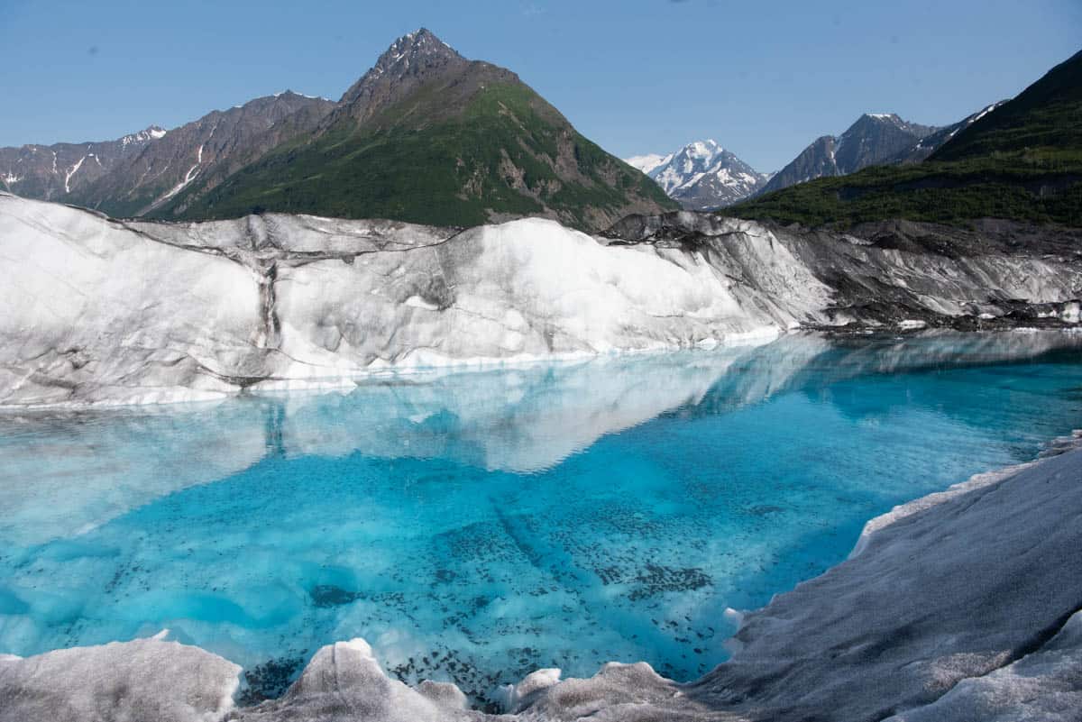 A blue glacial lake.