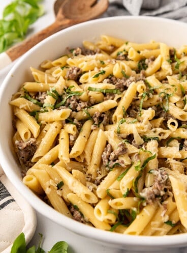 A bowl of creamy Italian pasta.