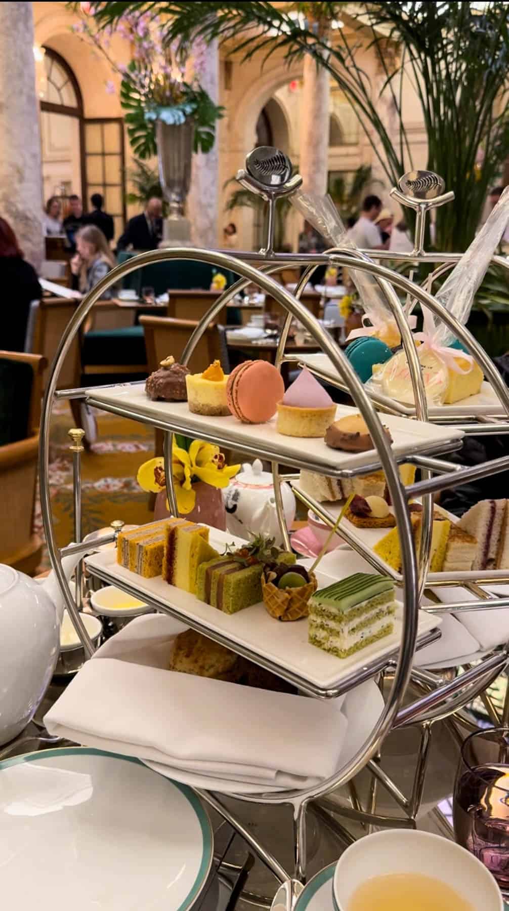 Tea sandwiches and pastries at the Palm Court in the Plaza Hotel.