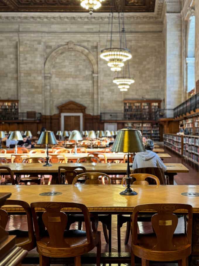 A reading room in the New York public library.