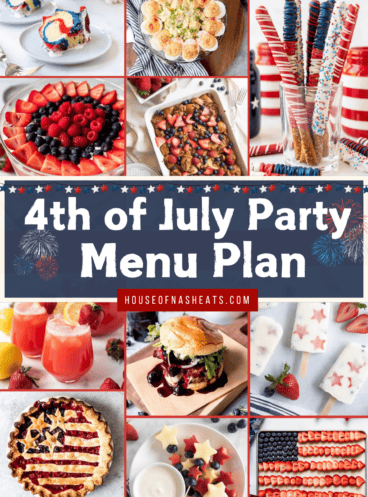 An Image of recipes for a 4th of July Menu Plan.