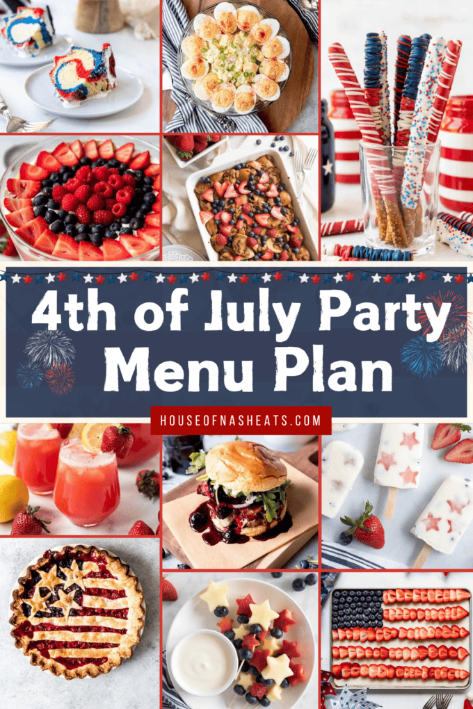 An Image of recipes for a 4th of July Menu Plan.