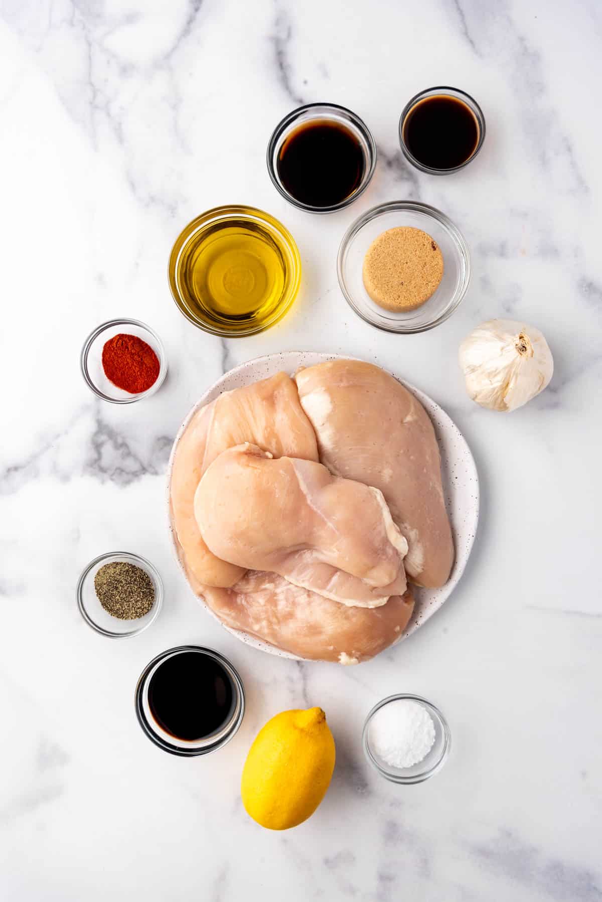 Ingredients for making the best chicken marinade.