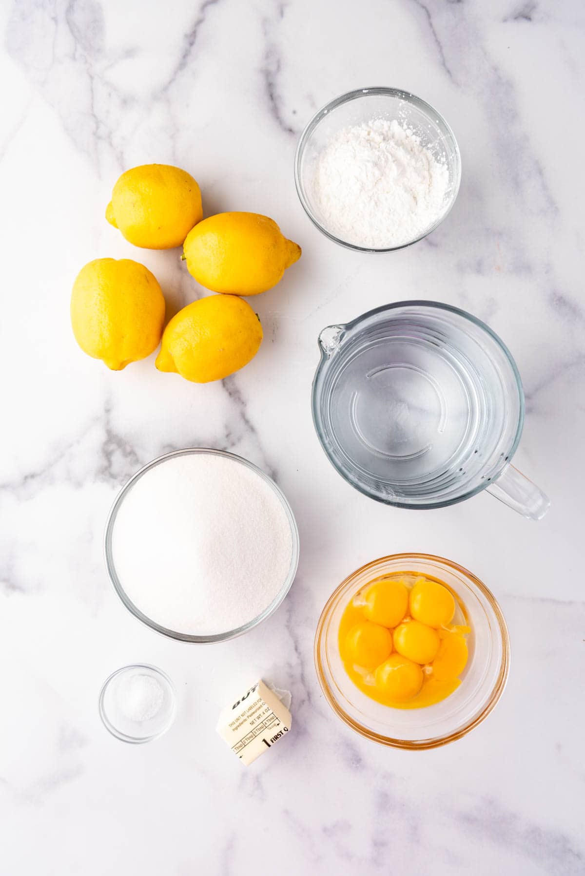 Ingredients for making homemade lemon pudding.