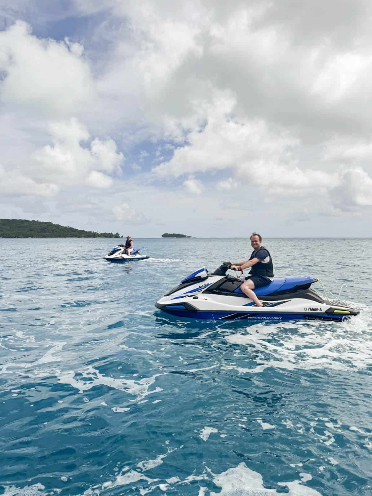 An image of a man on a jetski in Bora Bora.