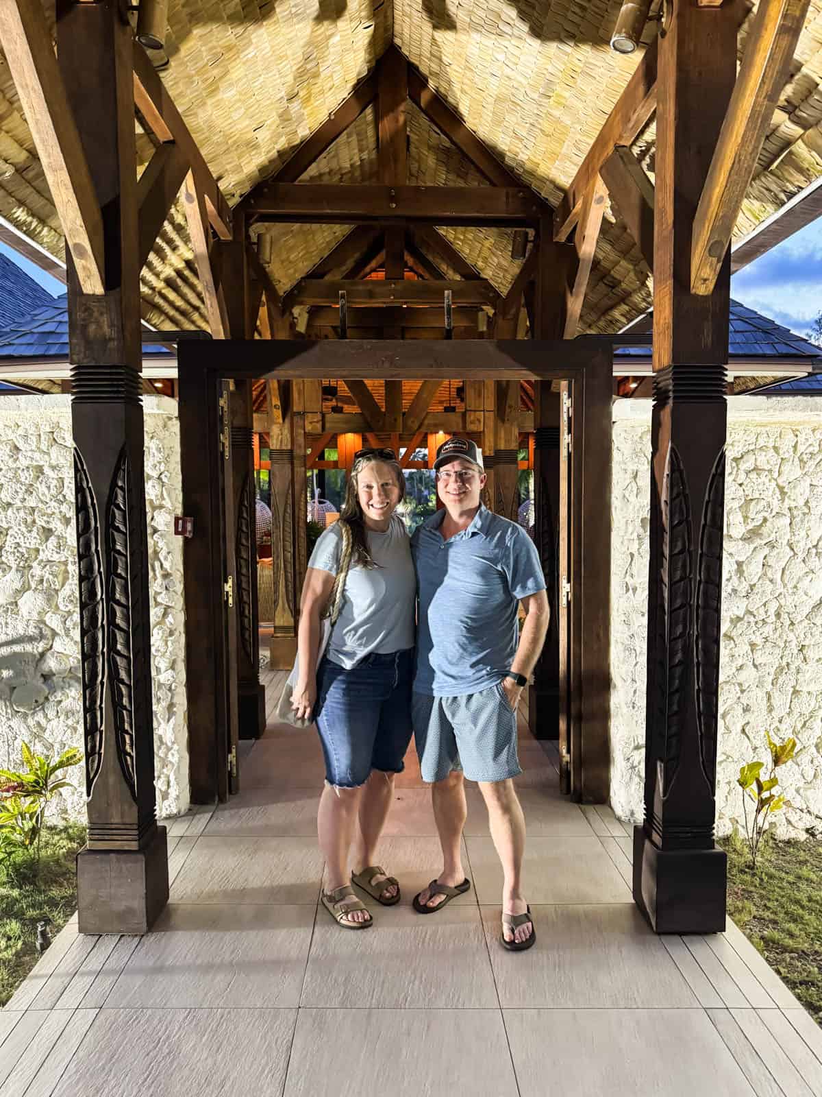 An image of a couple exiting the spa at the St. Regis in Bora Bora.