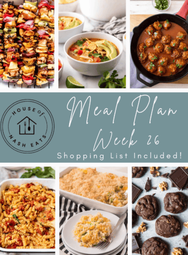 An Image of a collage of images for weekly meal planning.