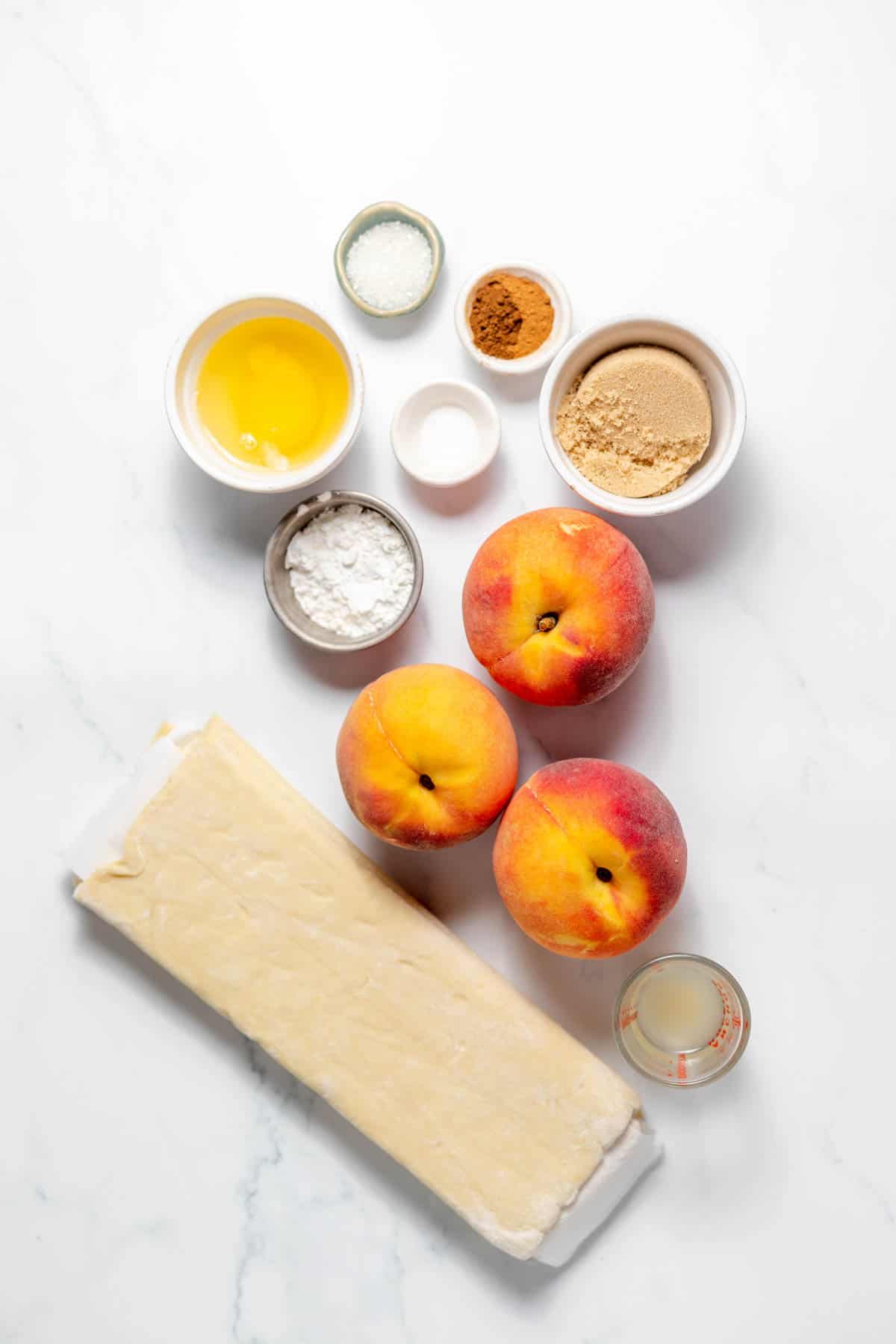 Ingredients for making peach turnovers.