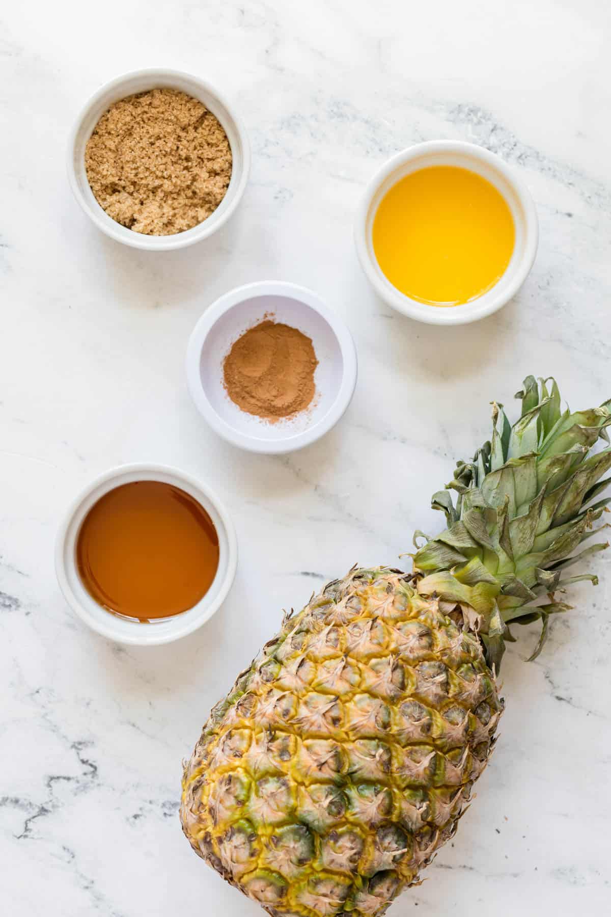 Ingredients for making grilled pineapple.