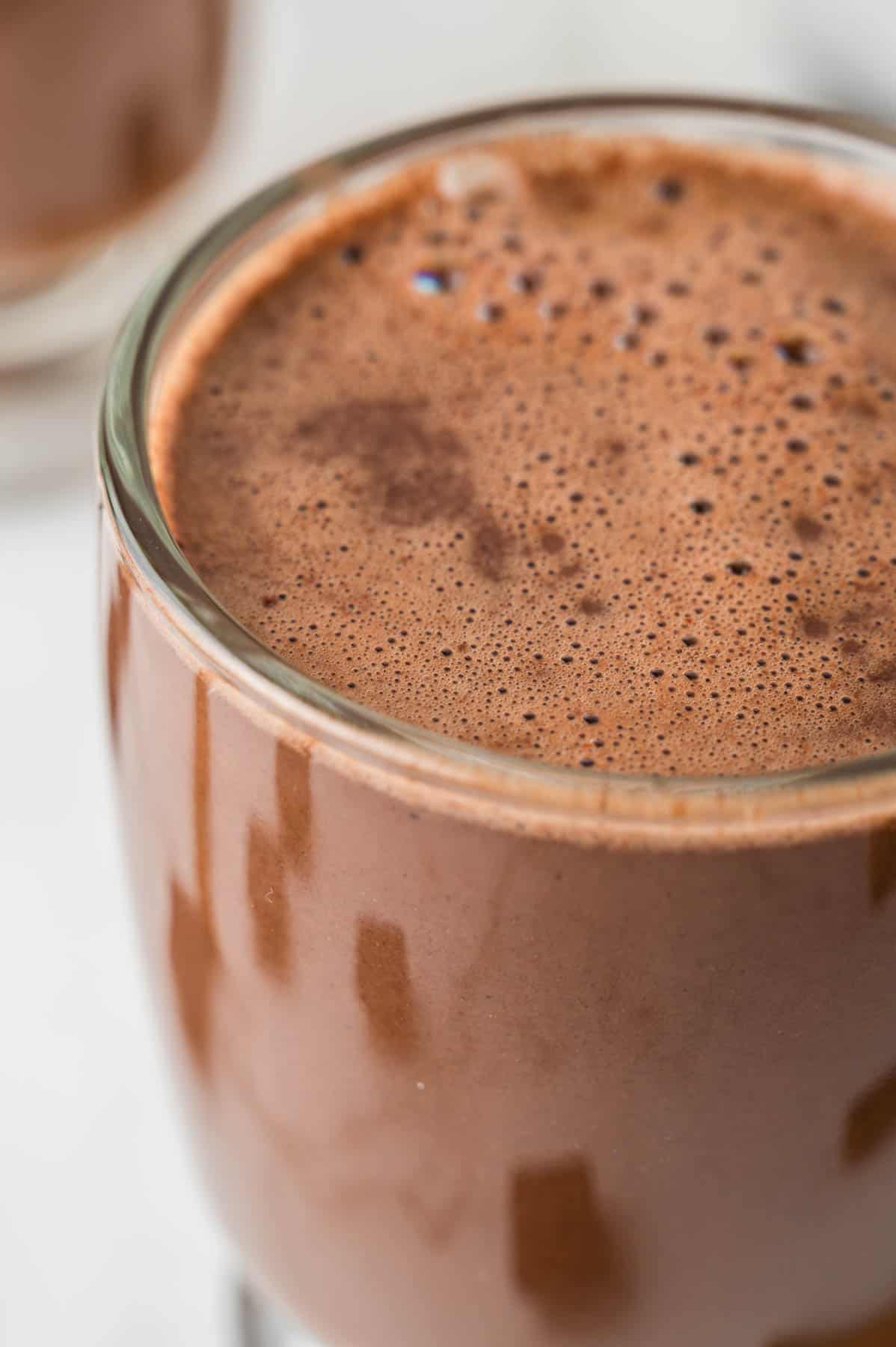 A close image of Mexican hot chocolate.