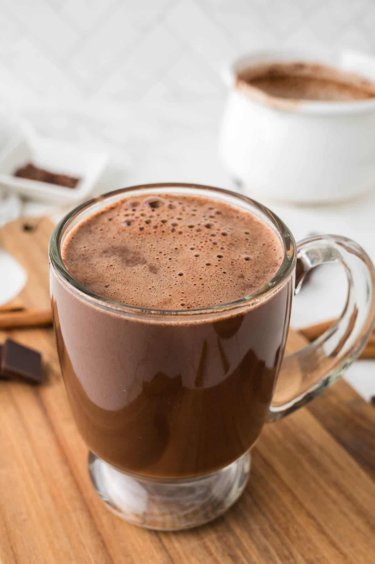 A mug of homemade Mexican hot chocolate.