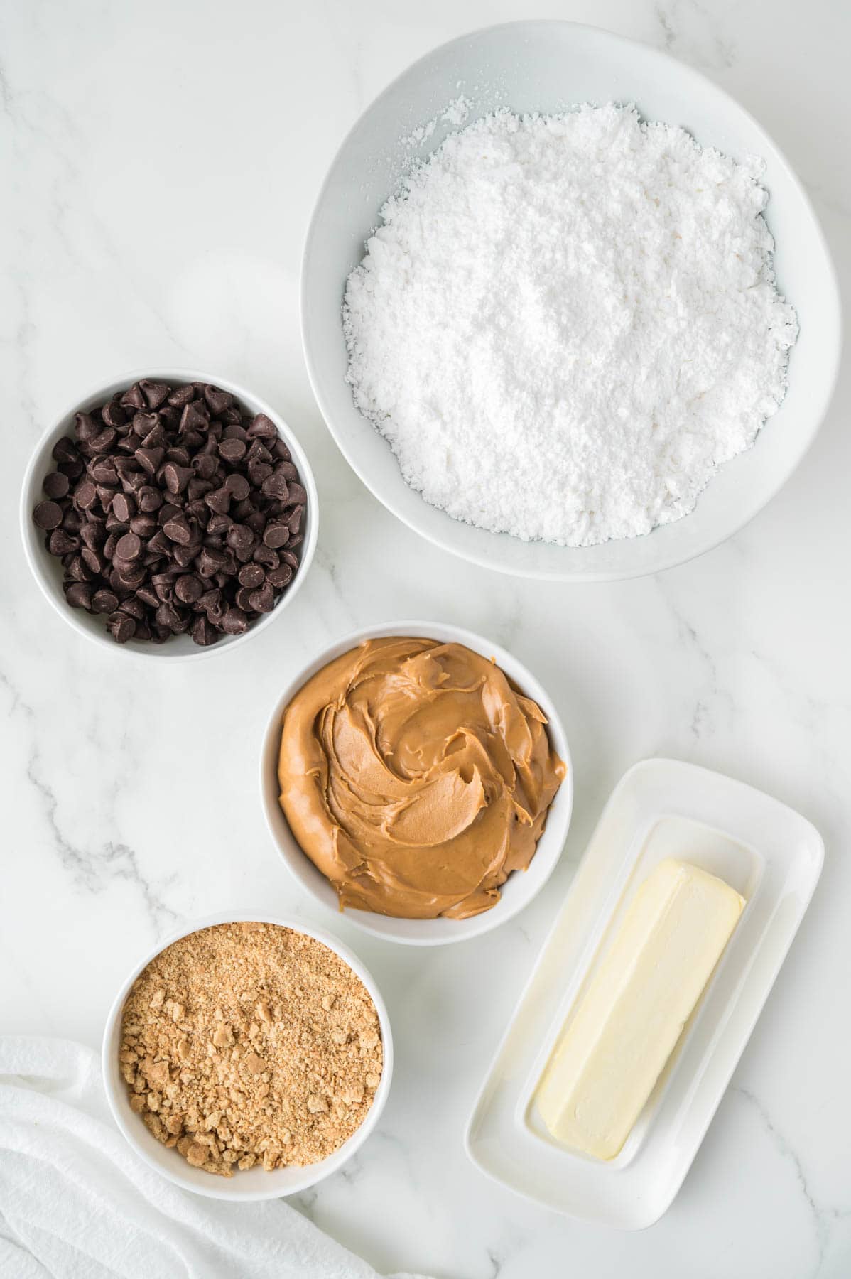 An image of the ingredients for making no-bake peanut butter bars.