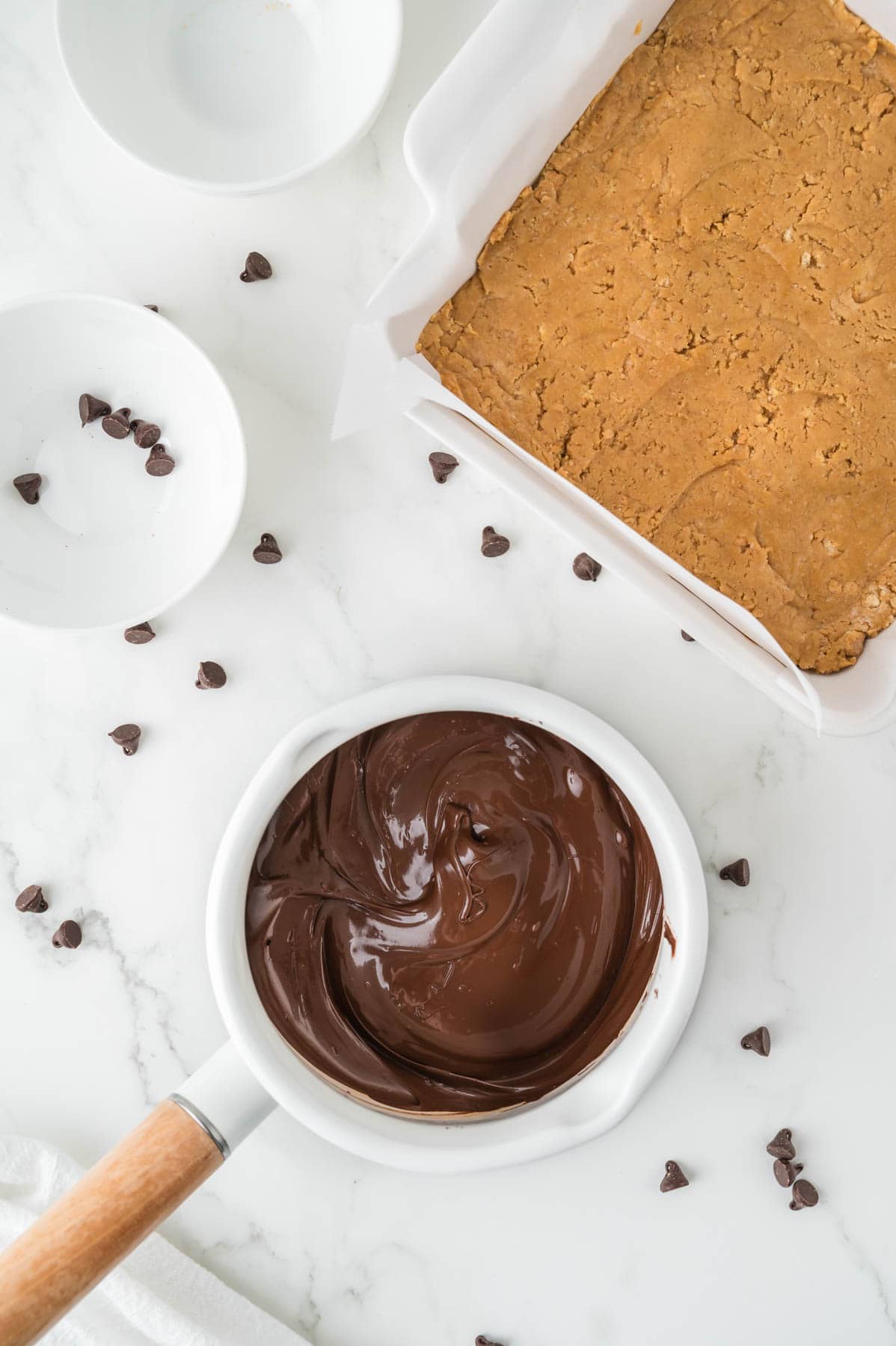 Melted chocolate in a bowl.