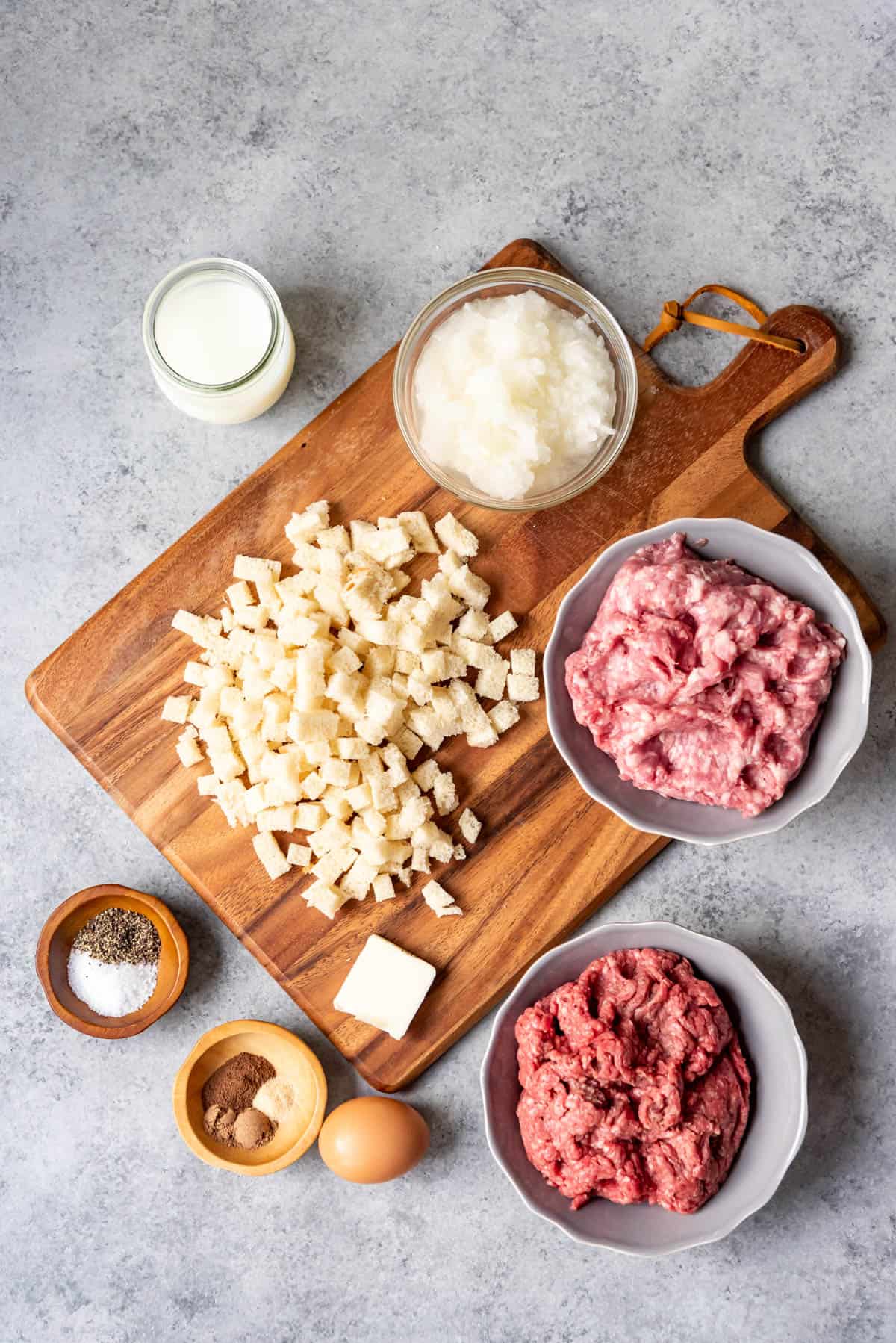 Ingredients for making Swedish meatballs.