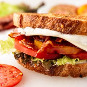 A thick BLT sandwich.