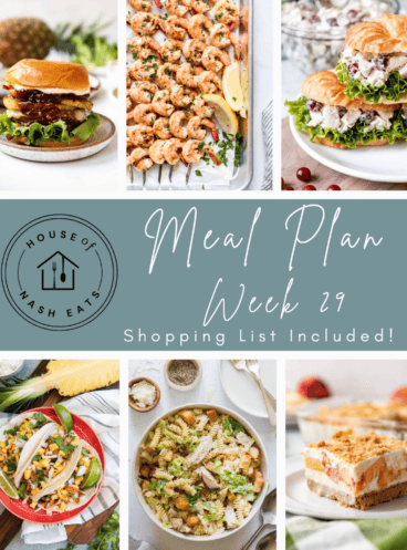 A collage of images for a meal plan.