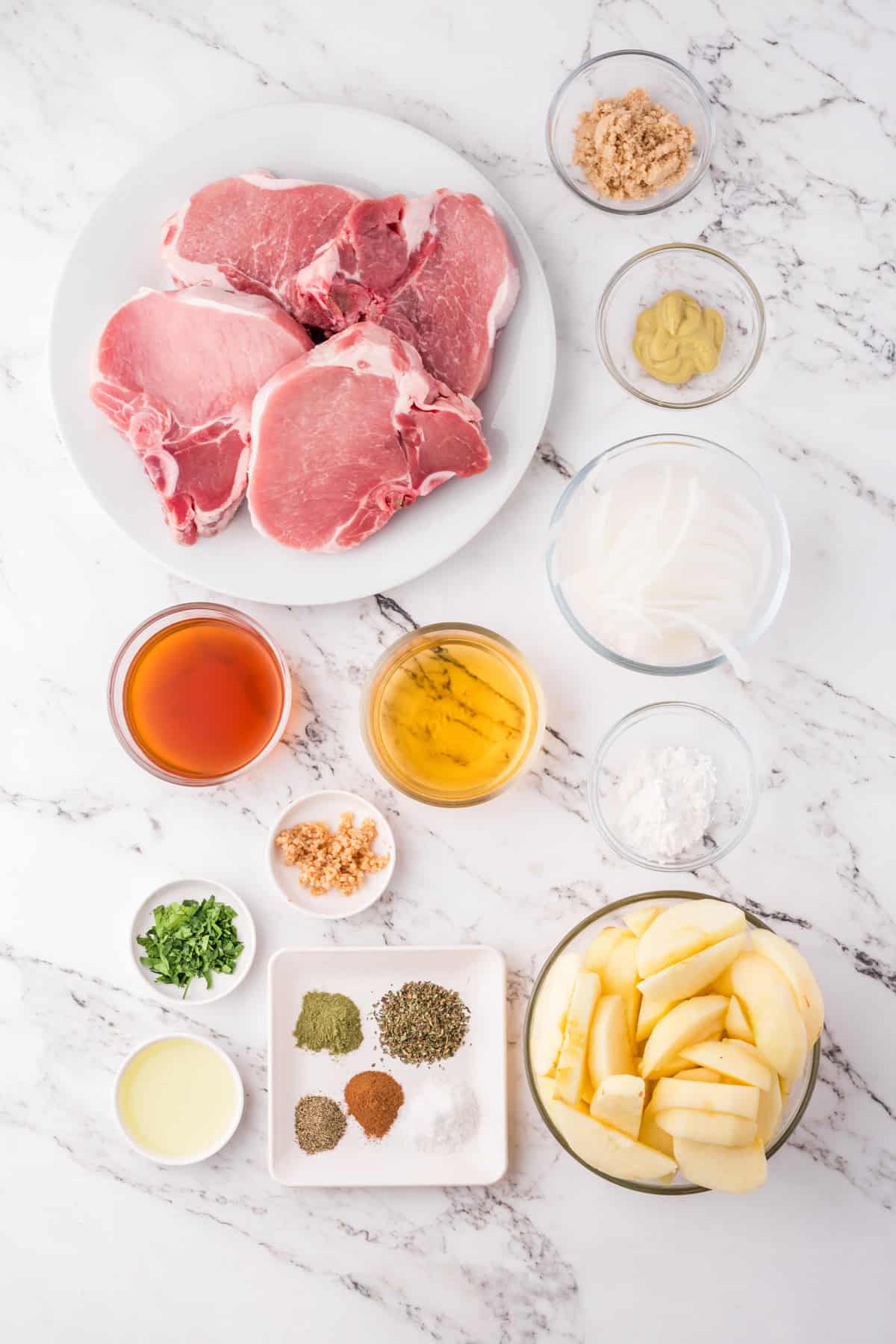 Ingredients for slow cooker apple pork chops.