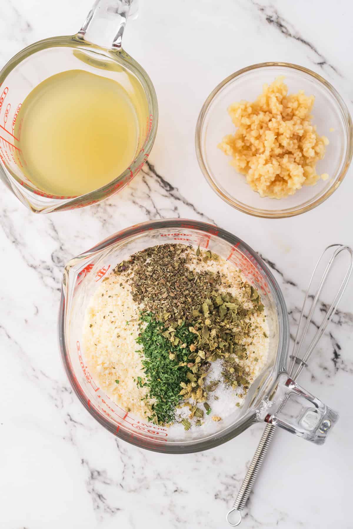 Combining ingredients for a slow cooker chicken dish.