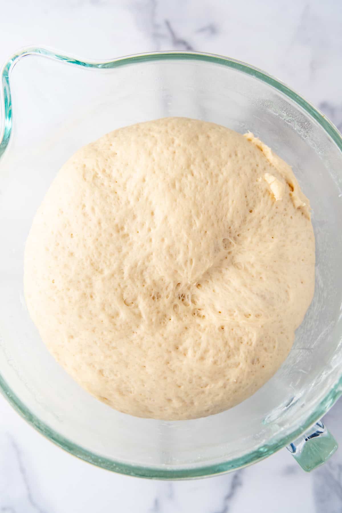 Risen dough in a bowl.